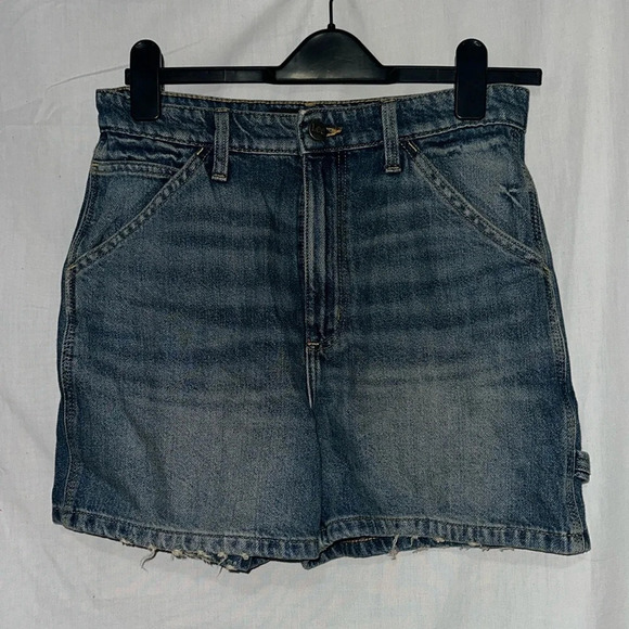 Lee vintage modern high rise dungaree denim shorts size 28 - Picture 1 of 3
